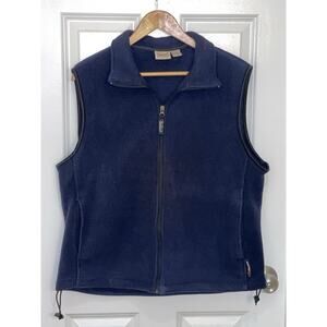 Mens Woolrich Polartec Fleece Full Zip 2 Pocket Black Vest Jacket Size Large